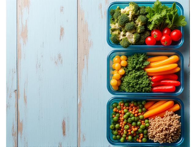 Vibrant, healthy meal prep containers with fresh vegetables